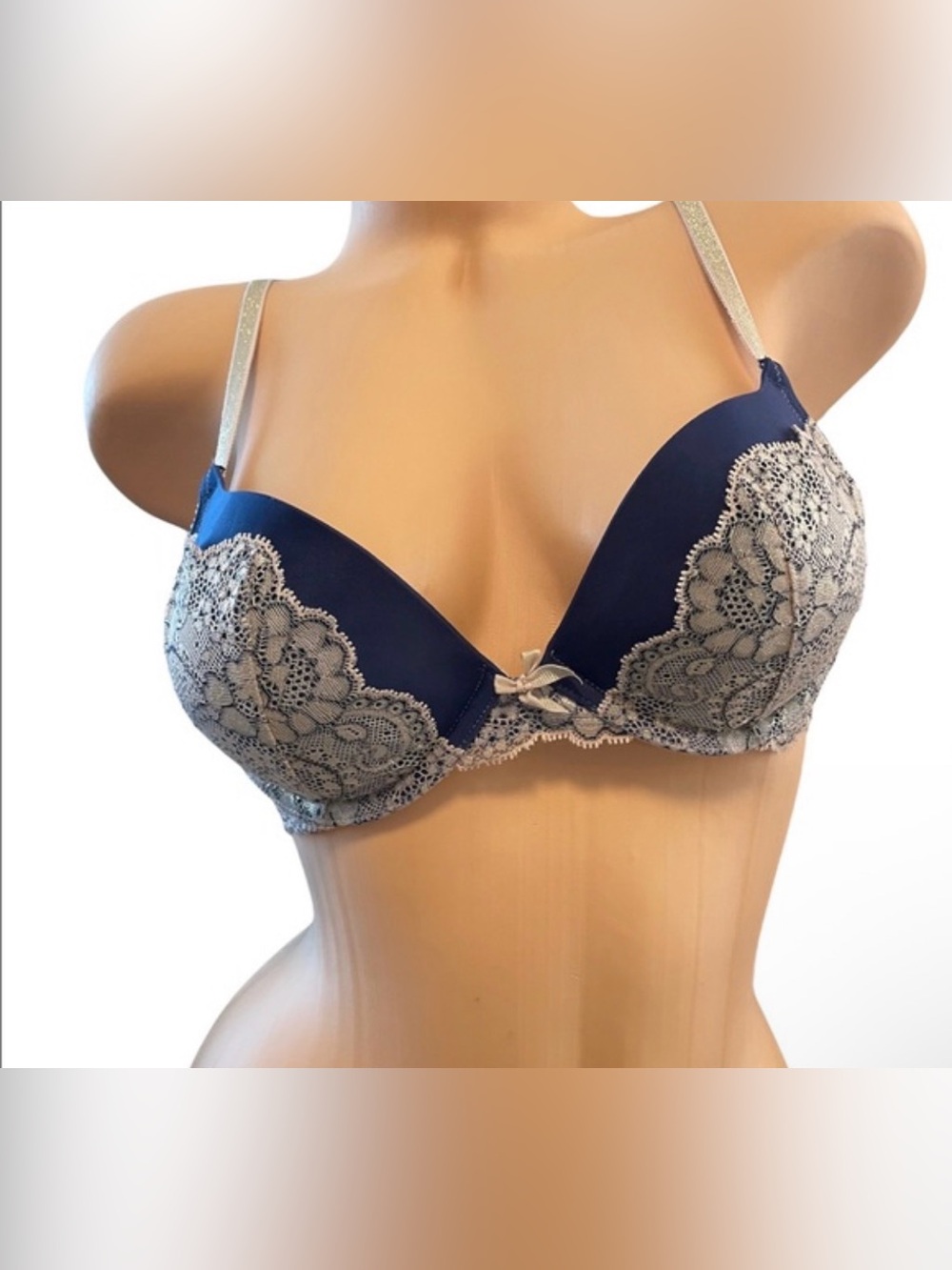 Victoria's Secret Navy and Lace Push-Up Bra 34D